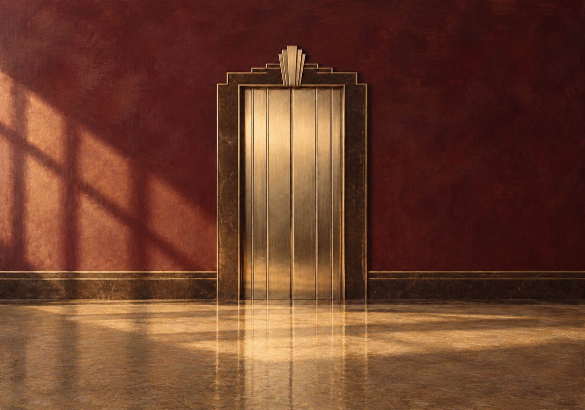 Elevator at Dusk — painterly digital artwork by Exartify